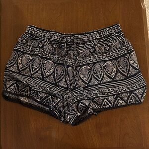 Hollister Black and White Patterned High Waist Shorts